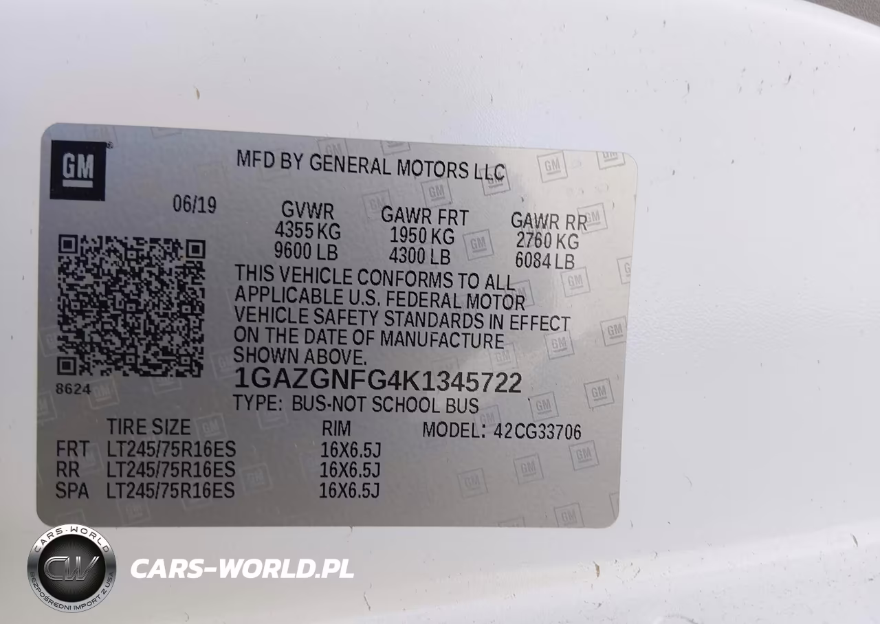 2019 Chevrolet Express 3500 Ls VIN:1GAZGNFG4K1345722 - 9
