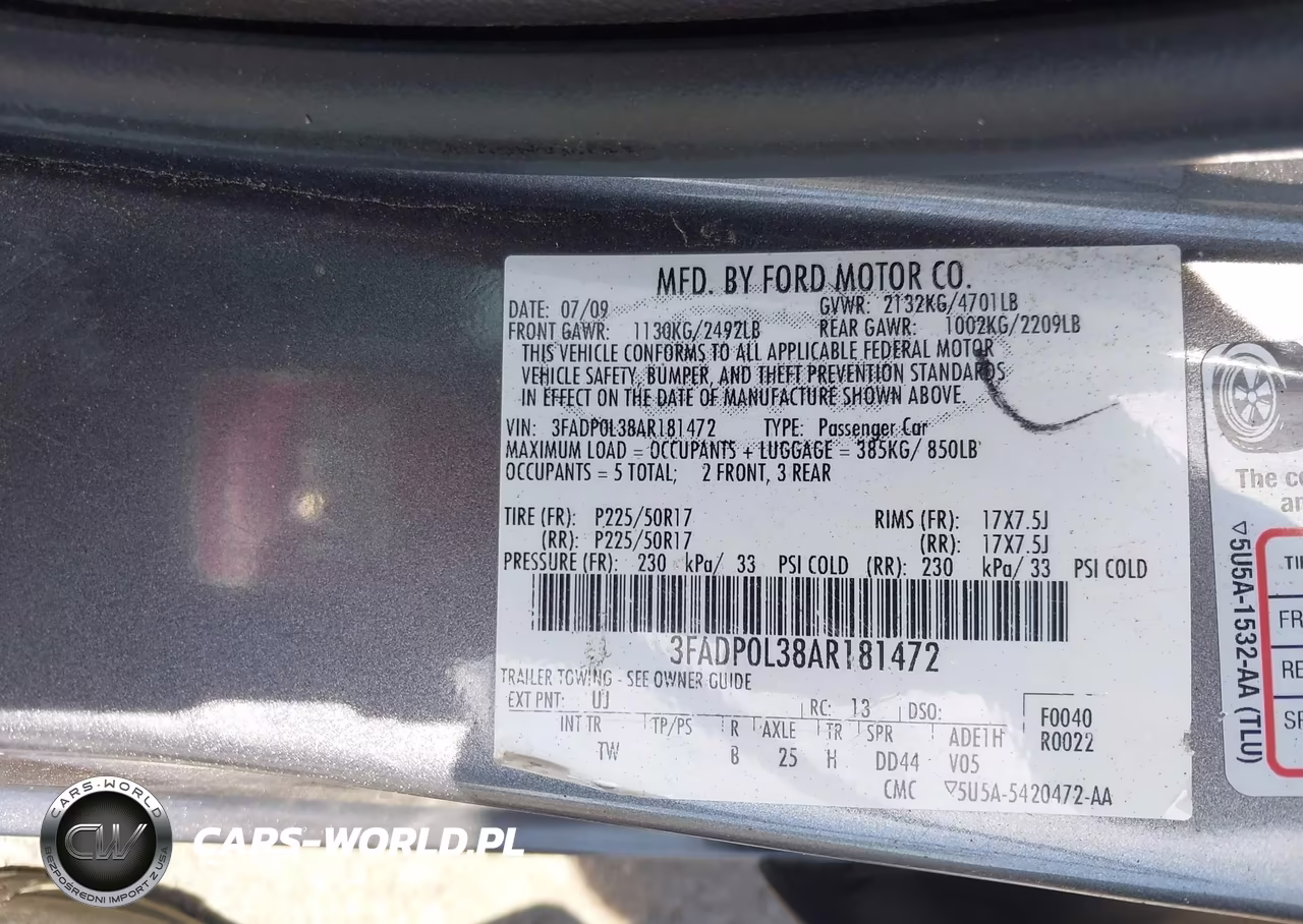 2010 FORD FUSION HYBRID VIN:3FADP0L38AR181472 - 9