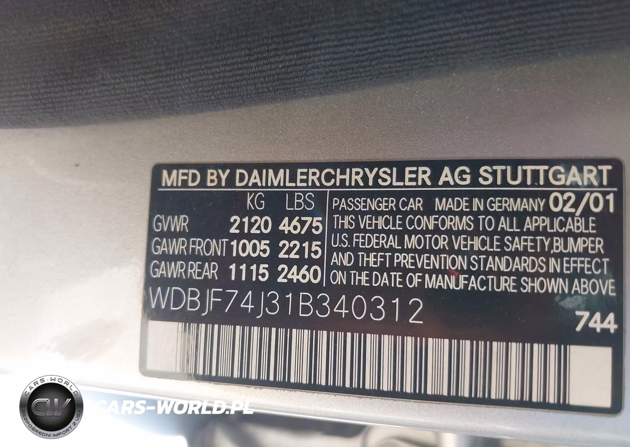 2001 Mercedes-Benz E 55 Amg VIN:WDBJF74J31B340312 - 9