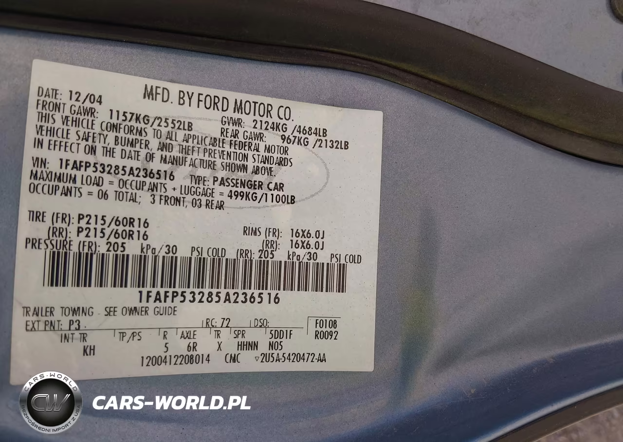 2005 Ford Taurus Se VIN:1FAFP53285A236516 - 9