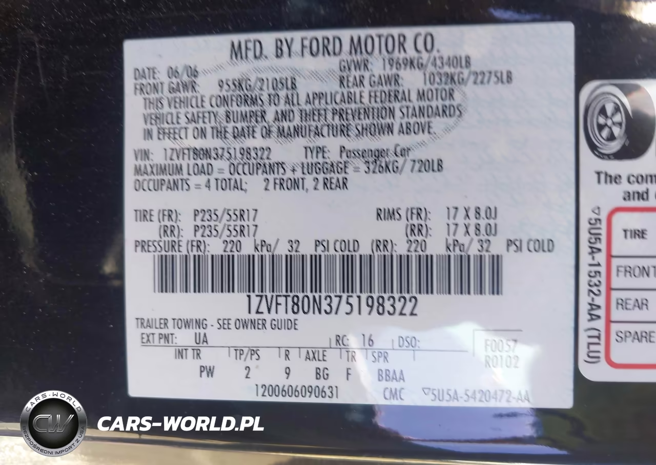 2007 Ford Mustang V6 Deluxe-V6 Premium VIN:1ZVFT80N375198322 - 9