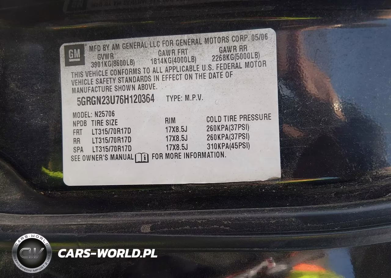 2006 Hummer H2 Suv VIN:5GRGN23U76H120364 - 9
