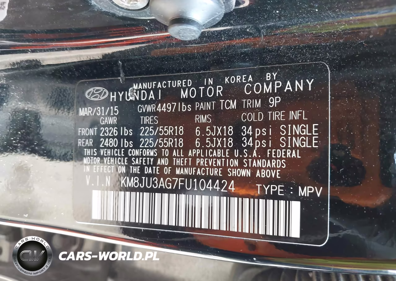 2015 Hyundai Tucson Limited VIN:KM8JU3AG7FU104424 - 9