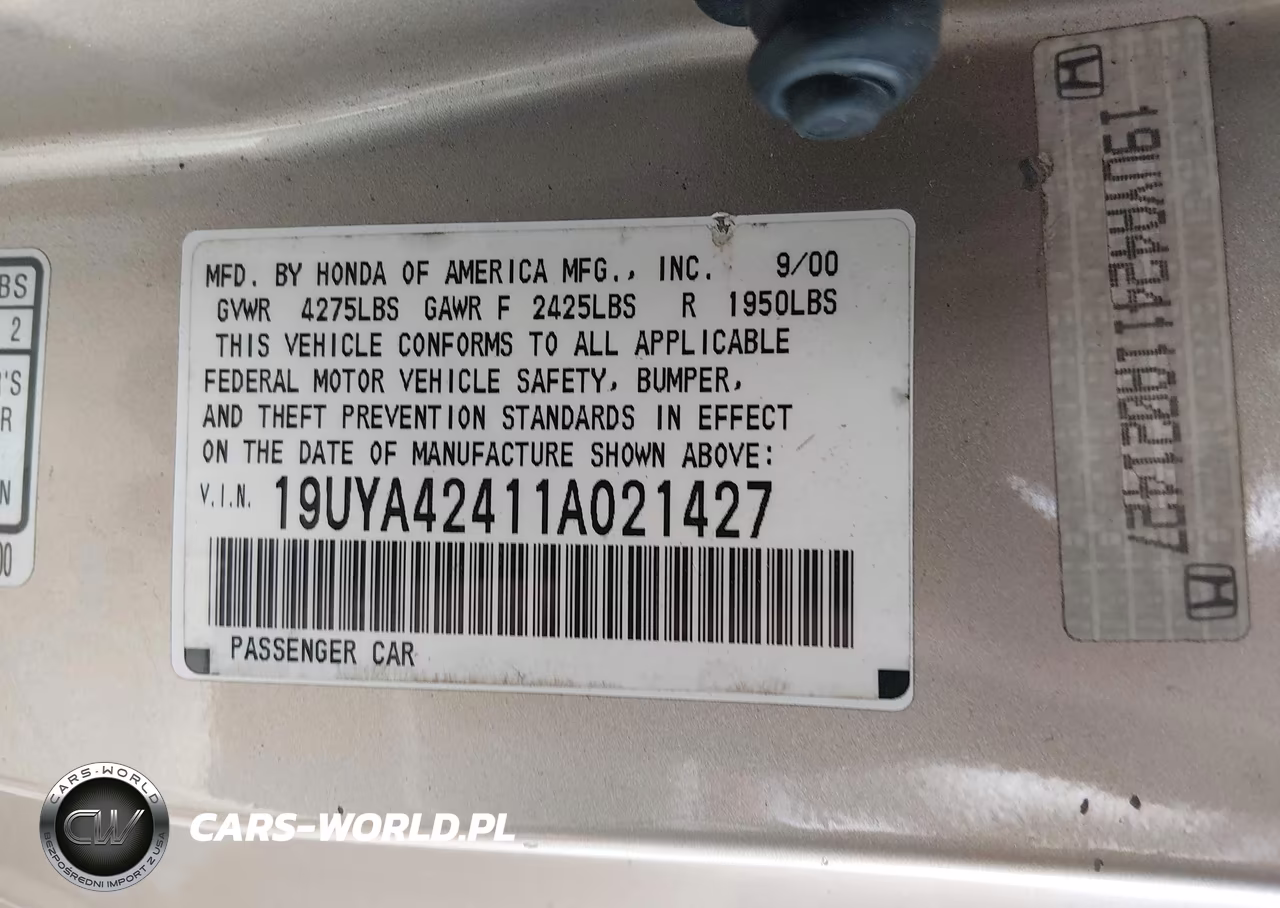 2001 Acura Cl 3.2 VIN:19UYA42411A021427 - 9