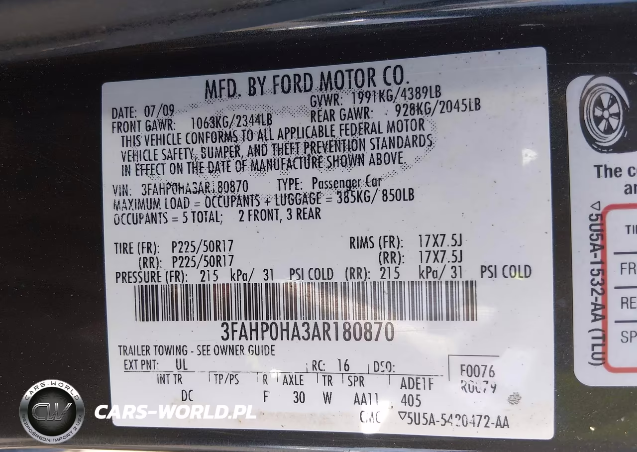 2010 Ford Fusion Se VIN:3FAHP0HA3AR180870 - 9