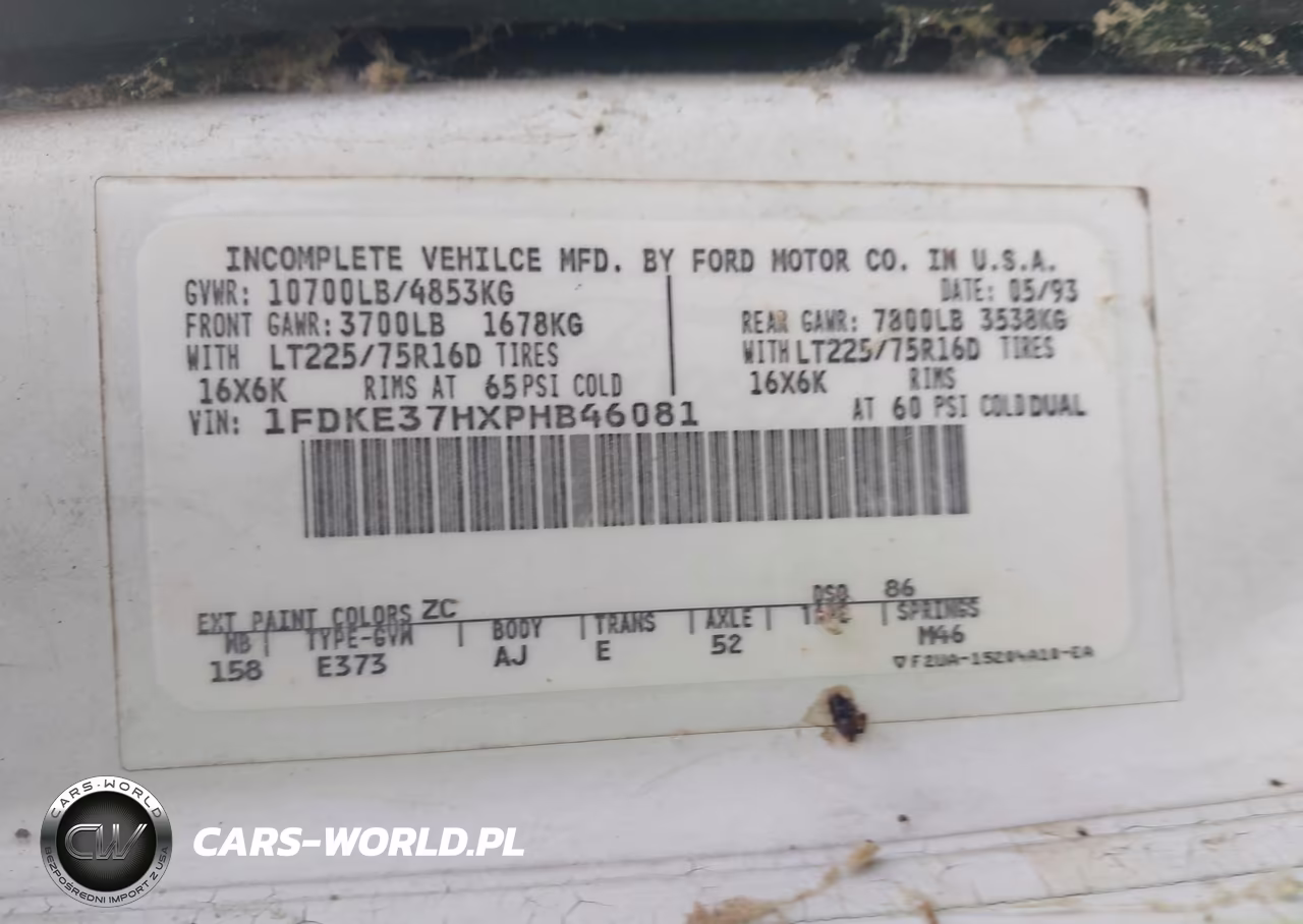 1993 Ford Econoline E350 Cutaway Van VIN:1FDKE37HXPHB46081 - 9