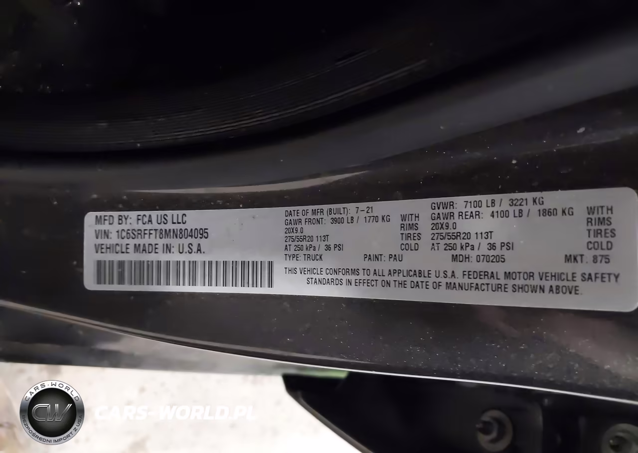 2021 Ram 1500 Big Horn 4X4 5'7 Box VIN:1C6SRFFT8MN804095 - 9