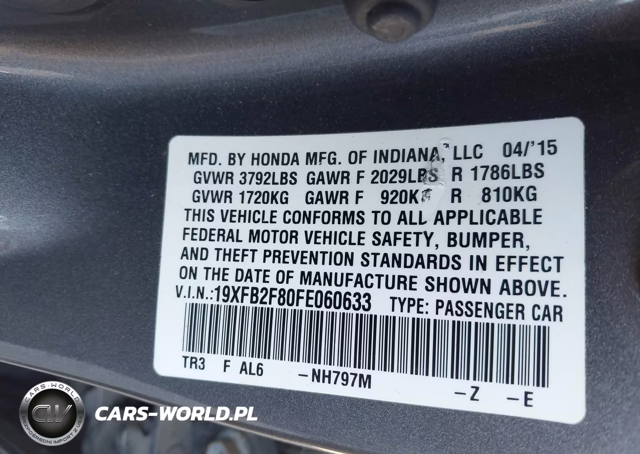 2015 Honda Civic Ex VIN:19XFB2F80FE060633 - 9