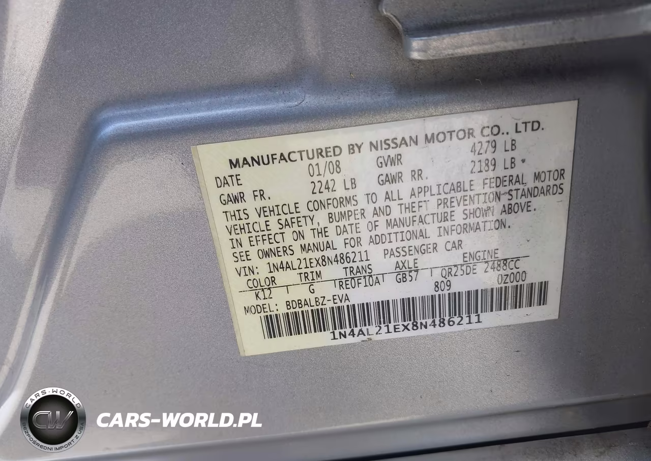 2008 Nissan Altima 2.5 S VIN:1N4AL21EX8N486211 - 9
