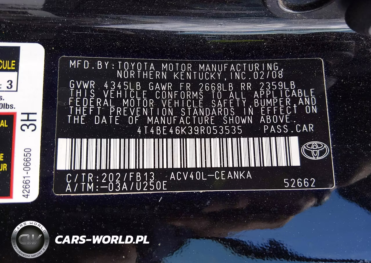 2009 Toyota Camry Le VIN:4T4BE46K39R053535 - 9