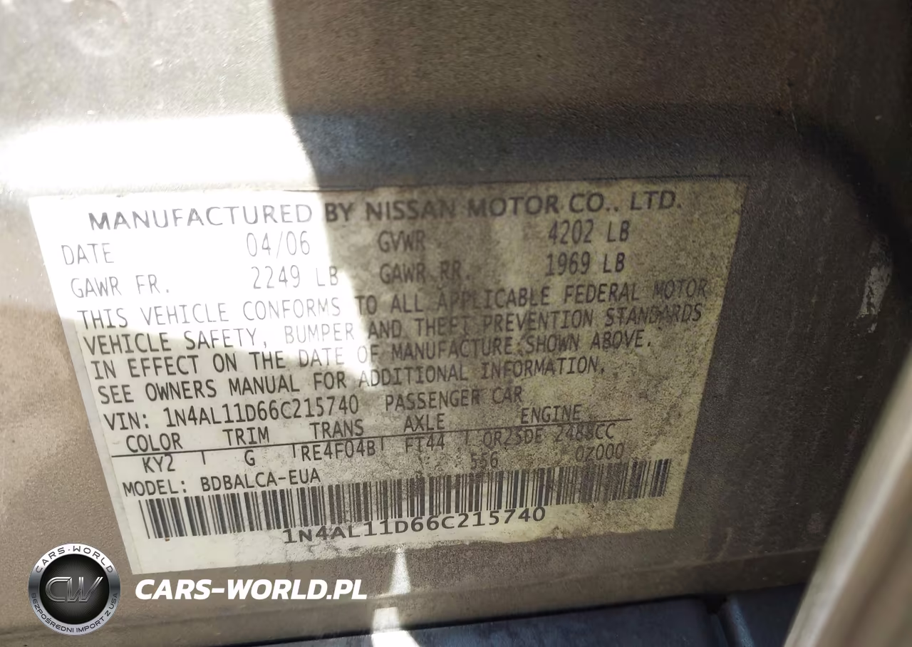 2006 Nissan Altima 2.5 S VIN:1N4AL11D66C215740 - 9