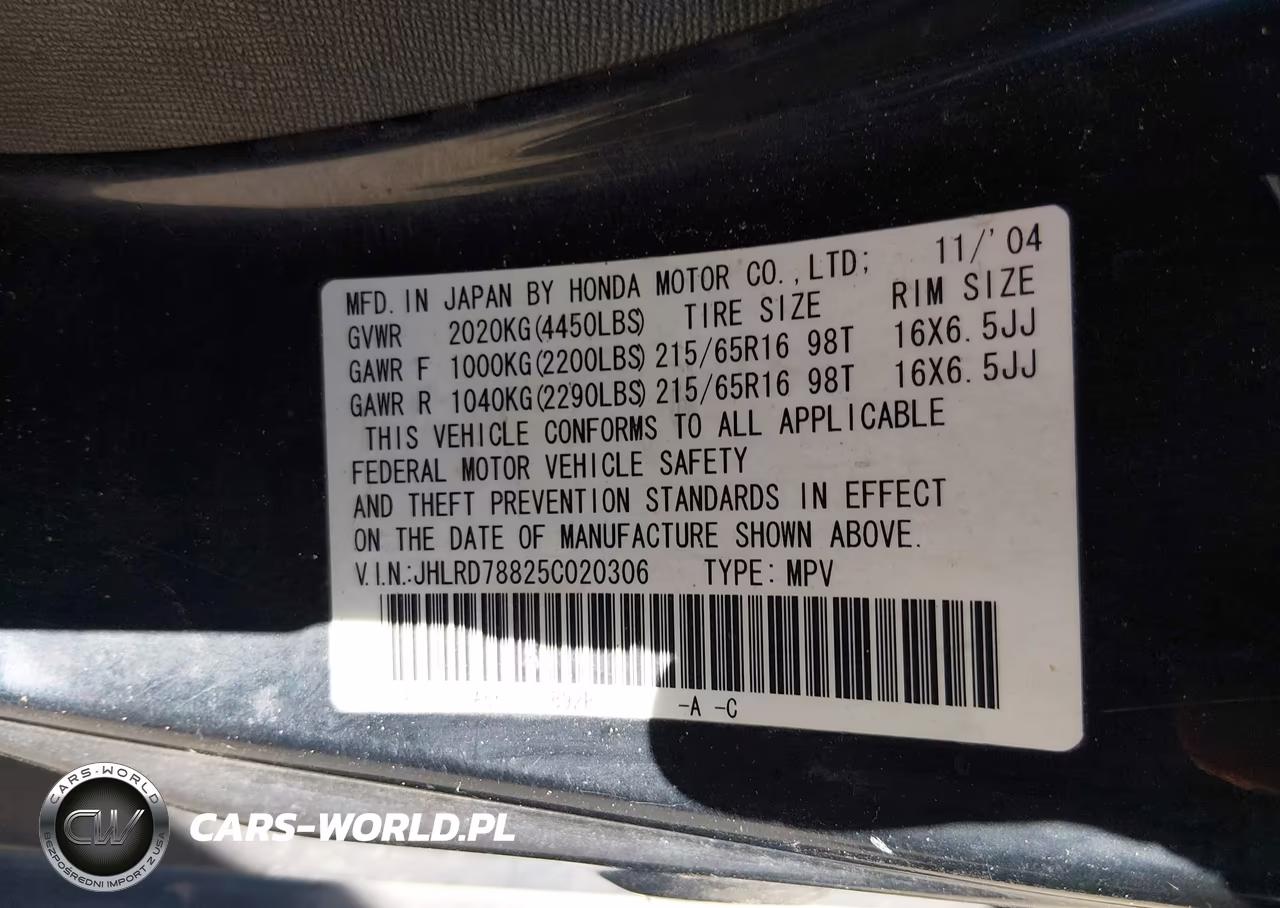 2005 Honda Cr-V Ex VIN:JHLRD78825C020306 - 9