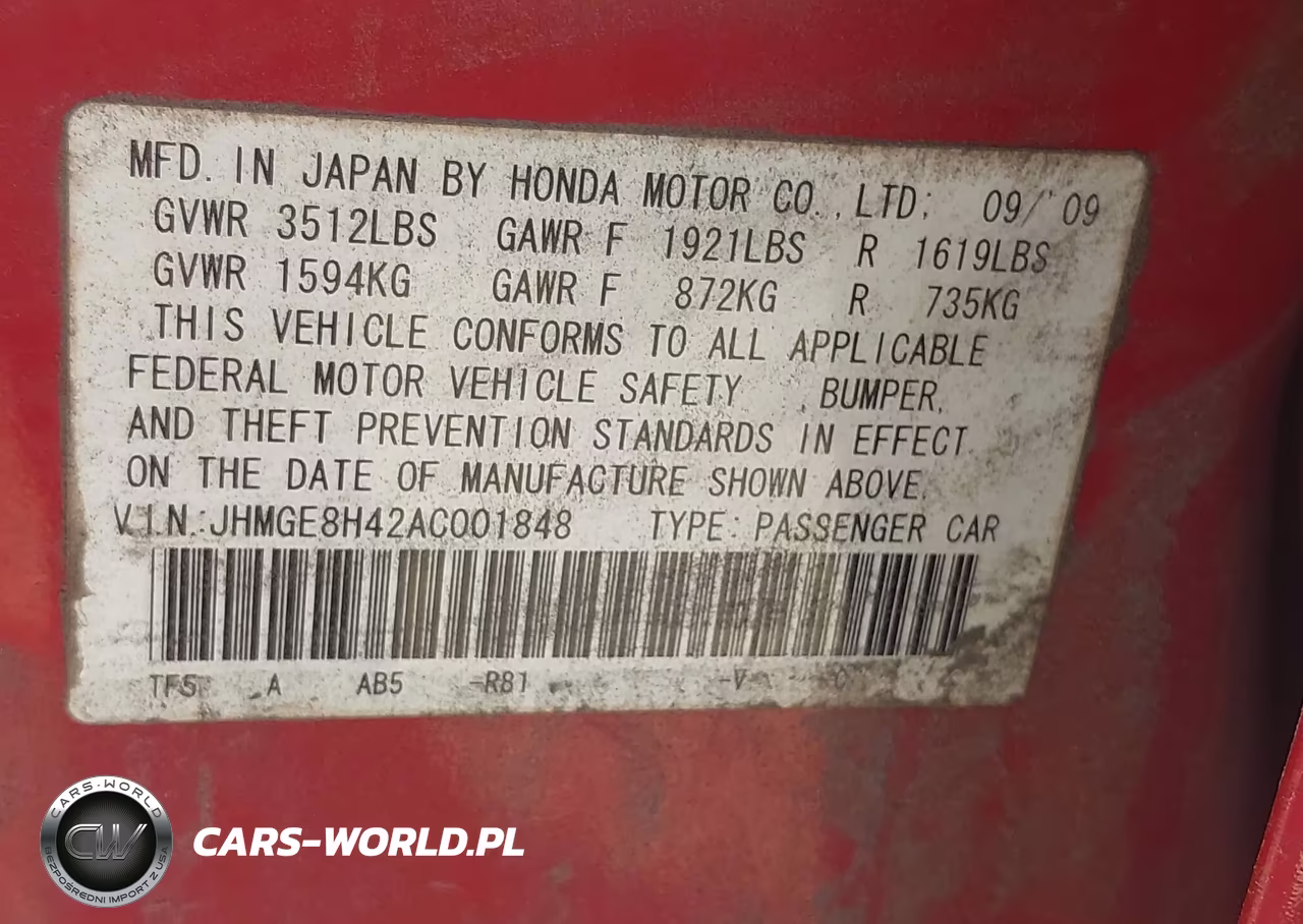 2010 Honda Fit Sport VIN:JHMGE8H42AC001848 - 8