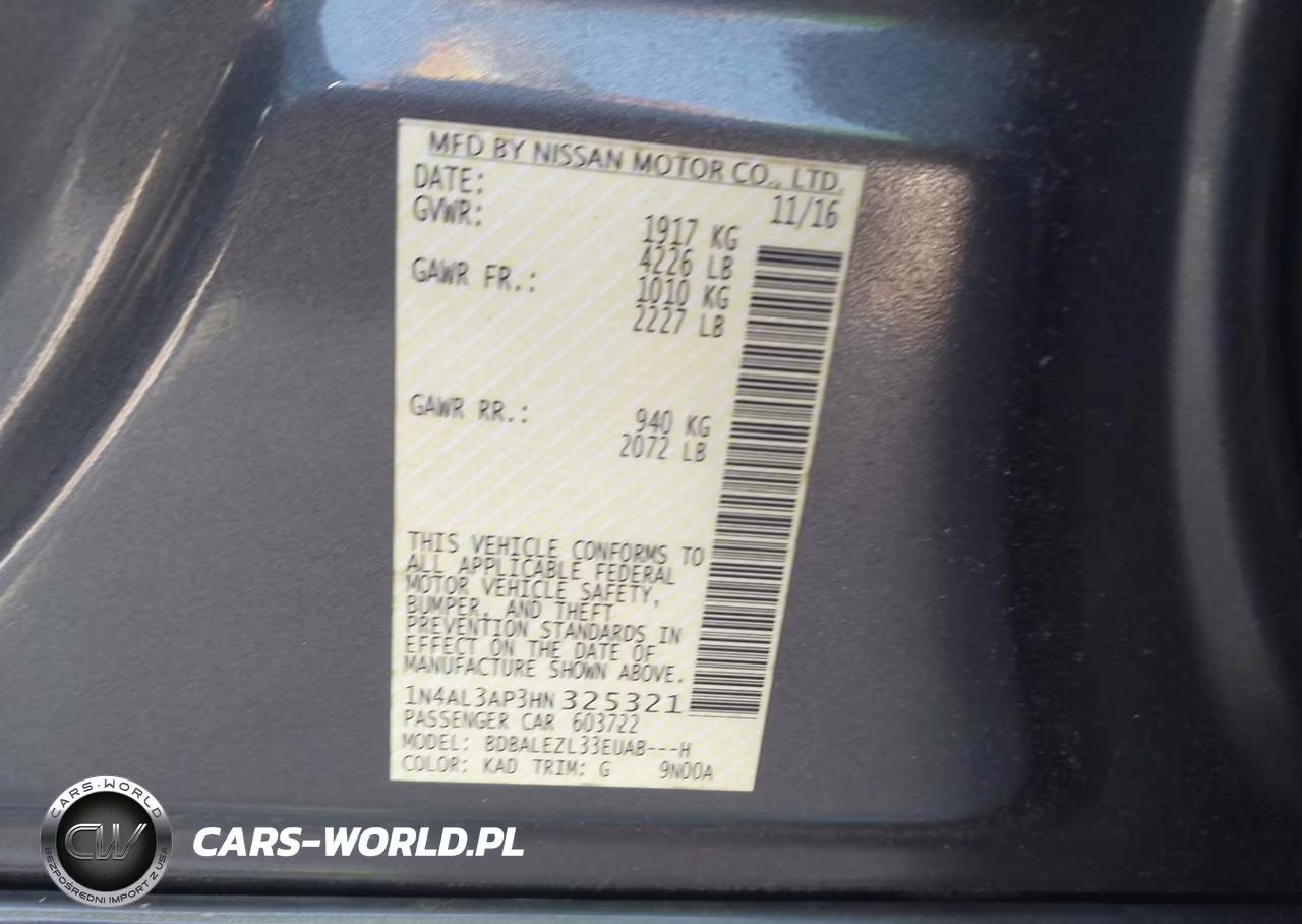 2017 Nissan Altima 2.5 S VIN:1N4AL3AP3HN325321 - 9