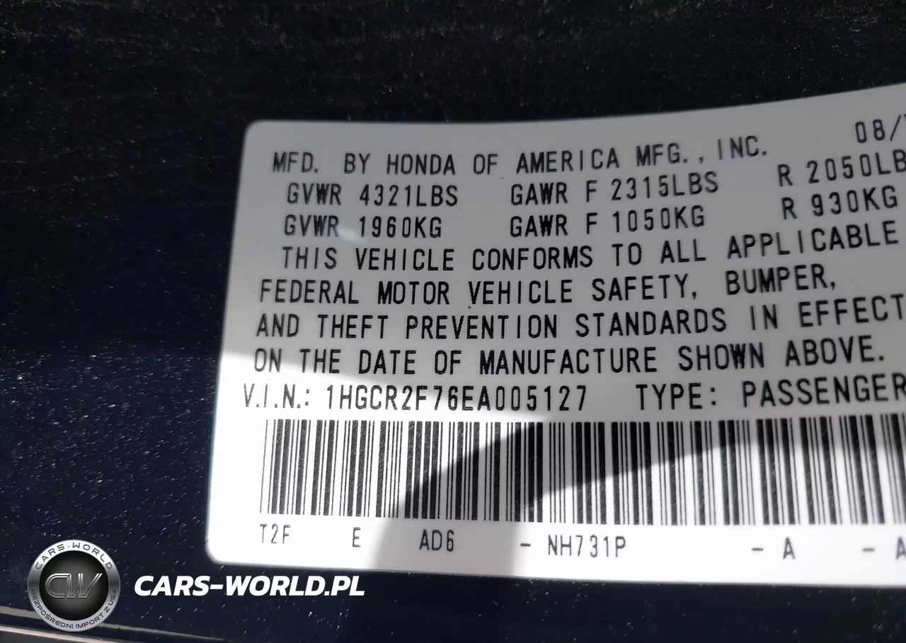 2014 Honda Accord Ex VIN:1HGCR2F76EA005127 - 9