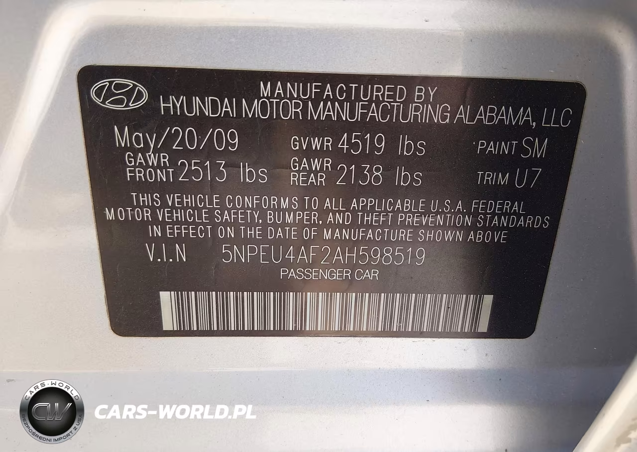 2010 Hyundai Sonata Limited V6 VIN:5NPEU4AF2AH598519 - 9