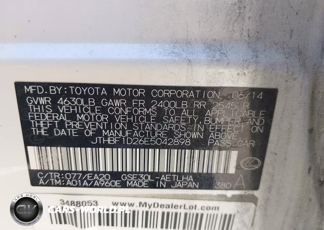2014 Lexus Is 250 VIN:JTHBF1D26E5042898 - 9