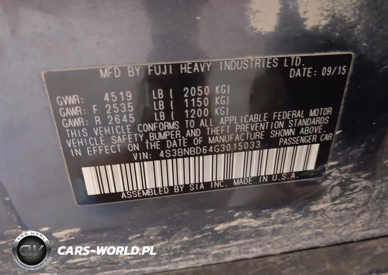 2016 Subaru Legacy 2.5I Premium VIN:4S3BNBD64G3015033 - 9