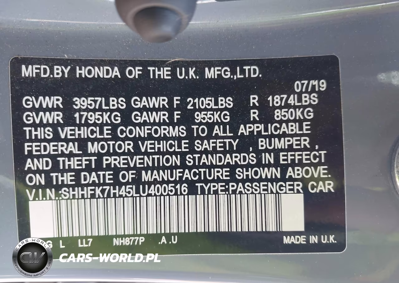 2020 Honda Civic Sport VIN:SHHFK7H45LU400516 - 9