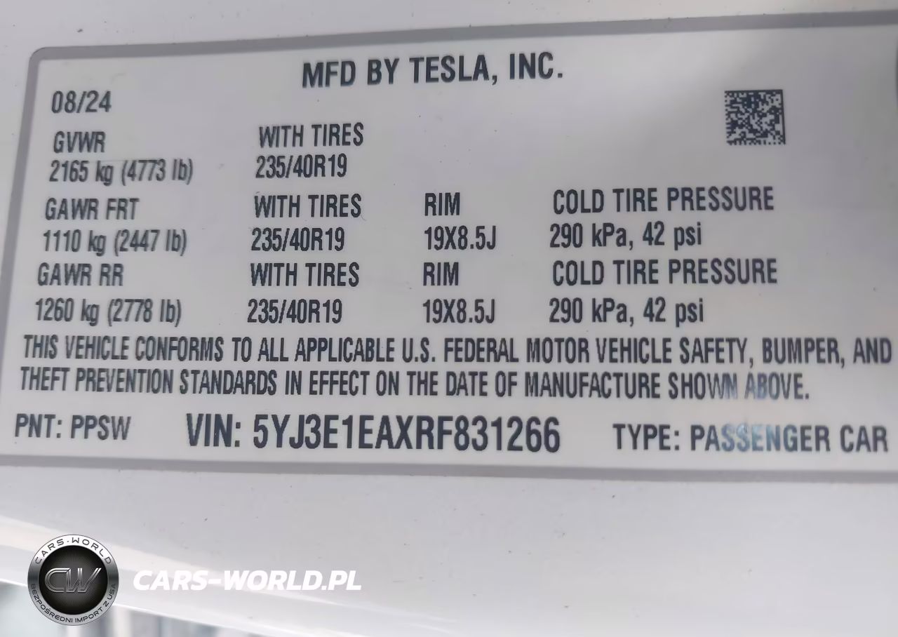 2024 Tesla Model 3 VIN:5YJ3E1EAXRF831266 - 9