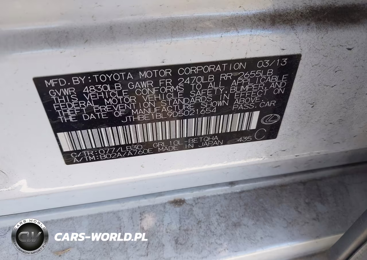 2013 Lexus Gs 350 VIN:JTHBE1BL9D5021654 - 9
