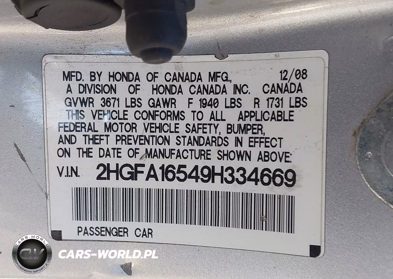 2009 Honda Civic Lx VIN:2HGFA16549H334669 - 9
