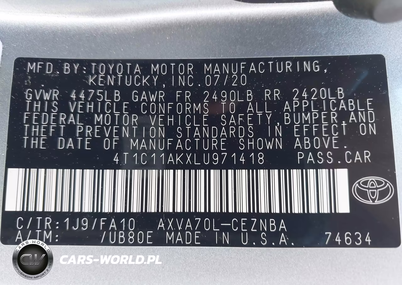 2020 Toyota Camry Le VIN:4T1C11AKXLU971418 - 9