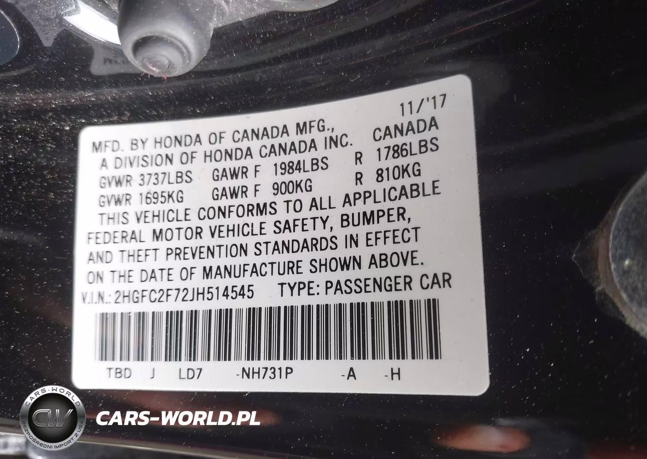 2018 Honda Civic Ex VIN:2HGFC2F72JH514545 - 9