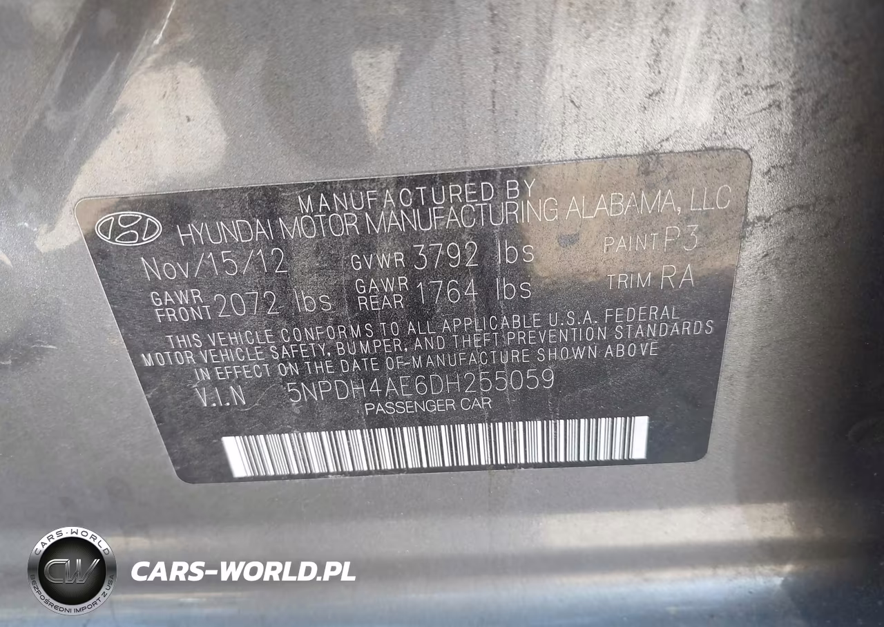 2013 Hyundai Elantra Gls VIN:5NPDH4AE6DH255059 - 9