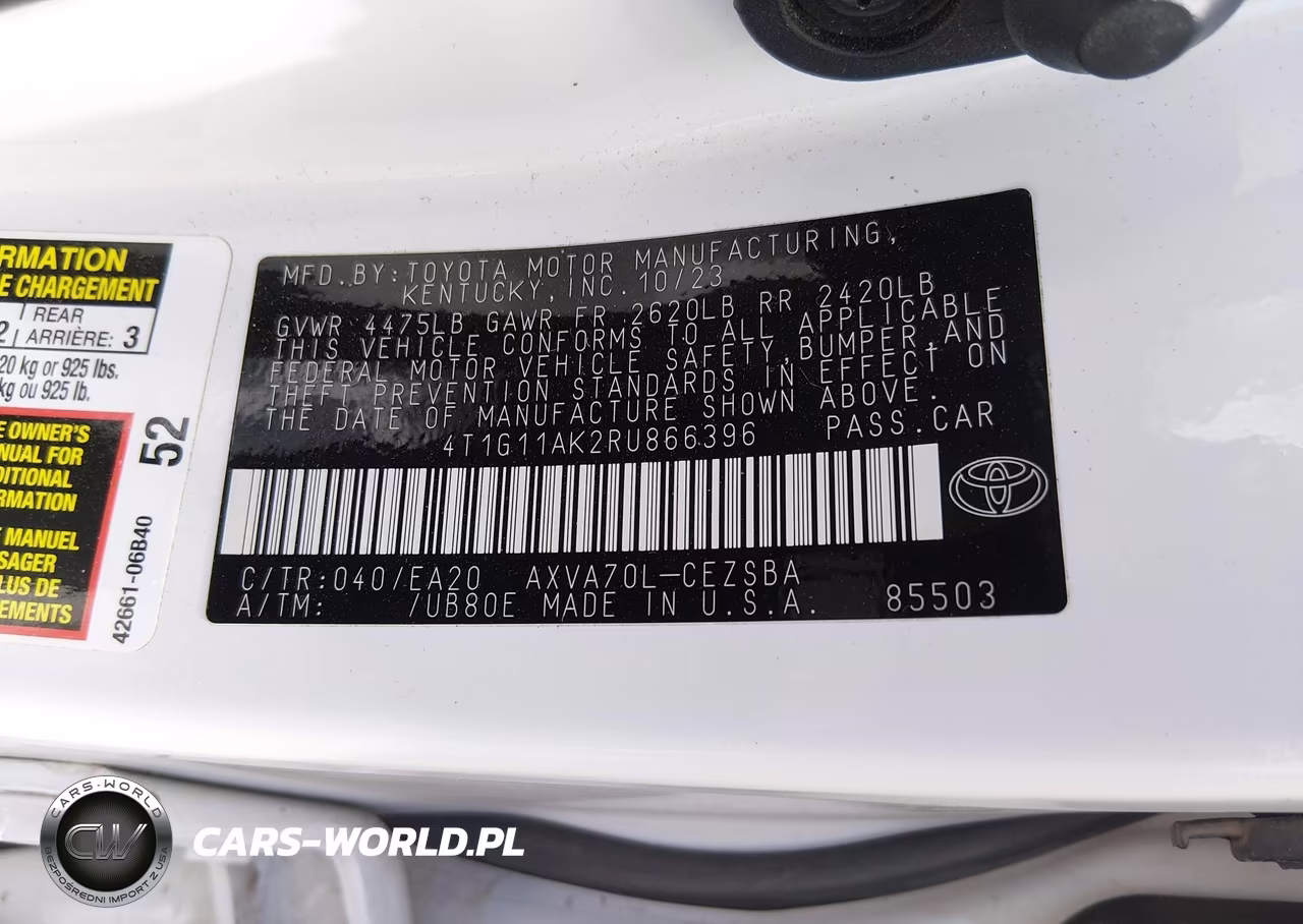 2024 Toyota Camry Se VIN:4T1G11AK2RU866396 - 9