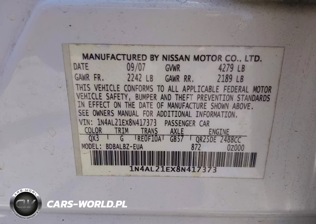 2008 Nissan Altima 2.5 S VIN:1N4AL21EX8N417373 - 9