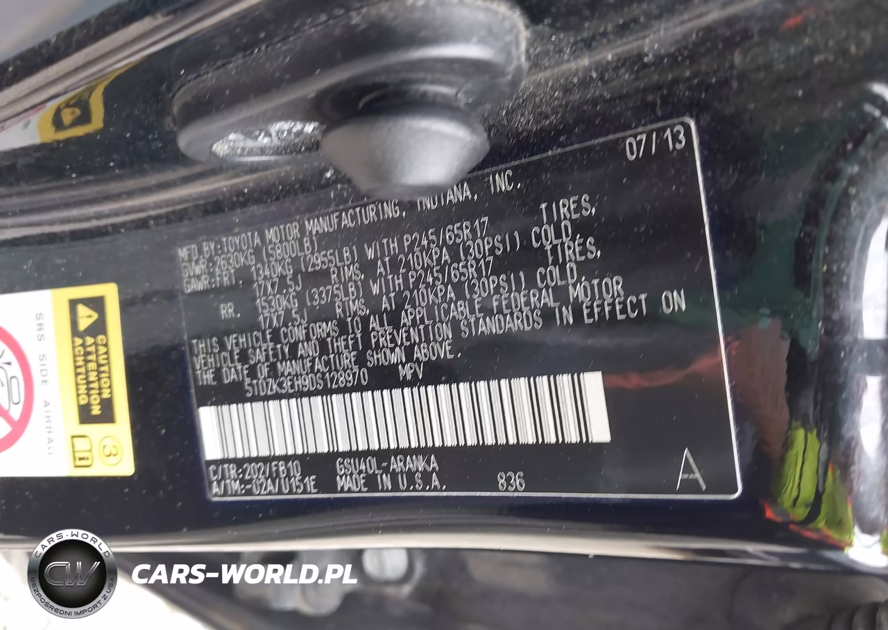 2013 Toyota Highlander Base V6 VIN:5TDZK3EH9DS128970 - 9