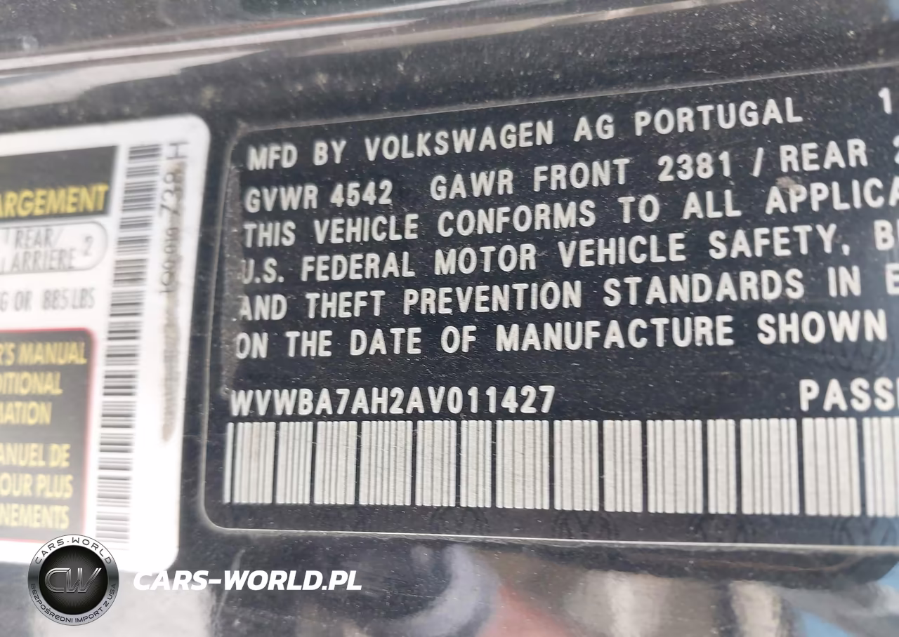 2010 Volkswagen Eos Komfort VIN:WVWBA7AH2AV011427 - 9