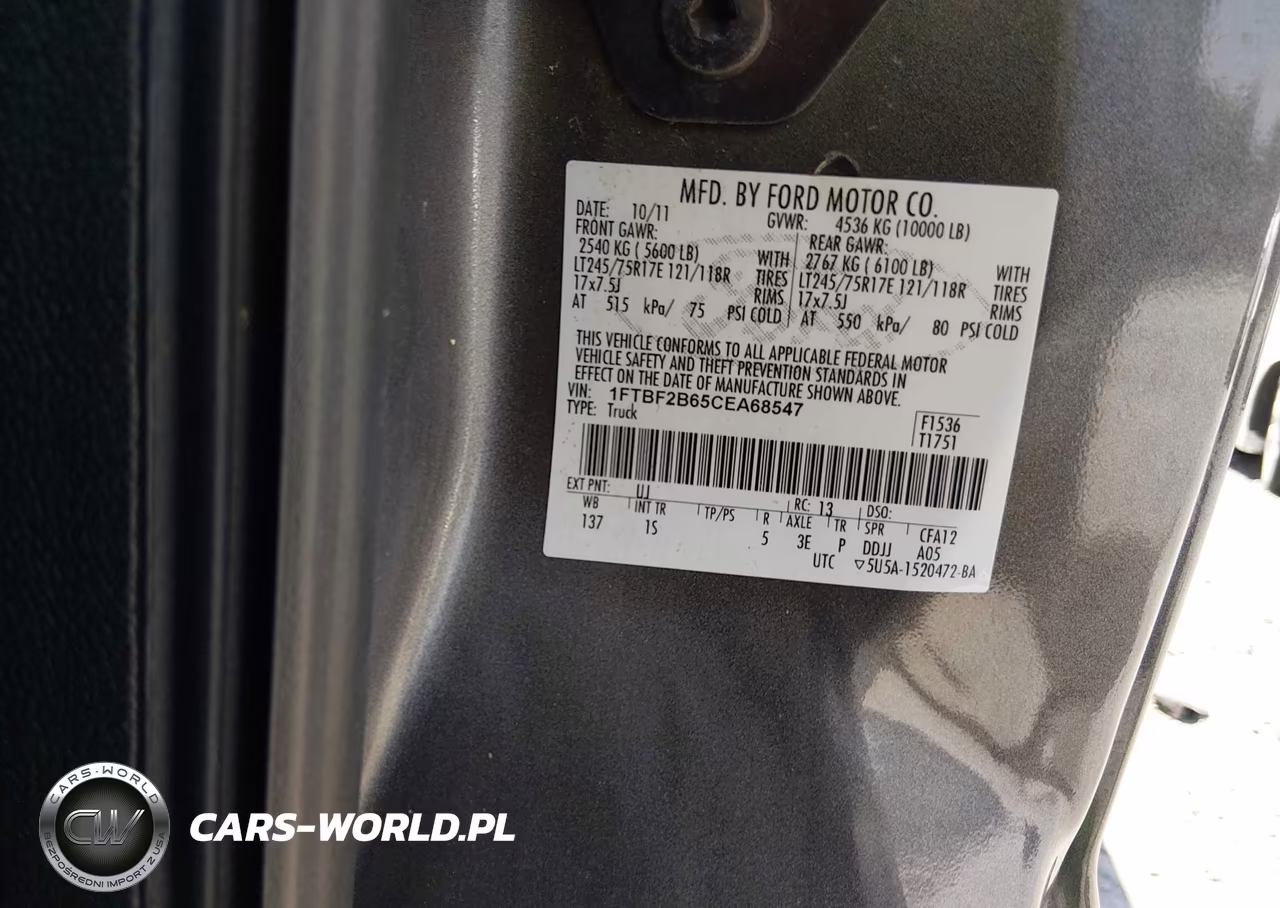 2012 Ford F-250 Xl VIN:1FTBF2B65CEA68547 - 9