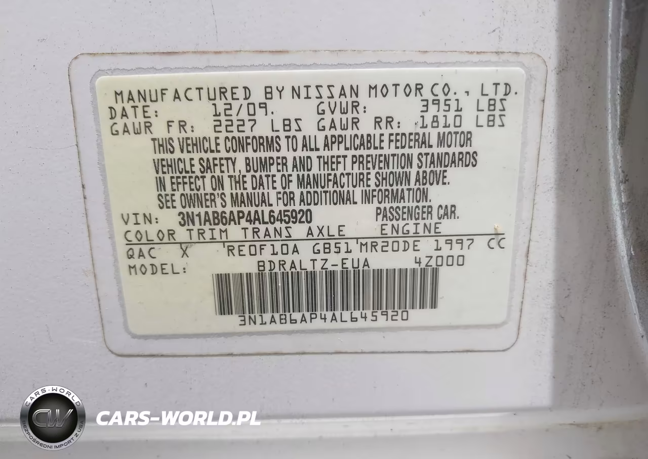 2010 Nissan Sentra 2.0S VIN:3N1AB6AP4AL645920 - 9