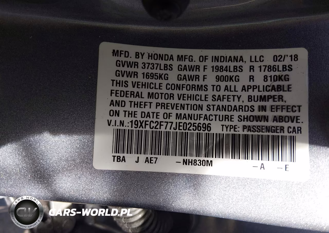 2018 Honda Civic Ex VIN:19XFC2F77JE025696 - 9