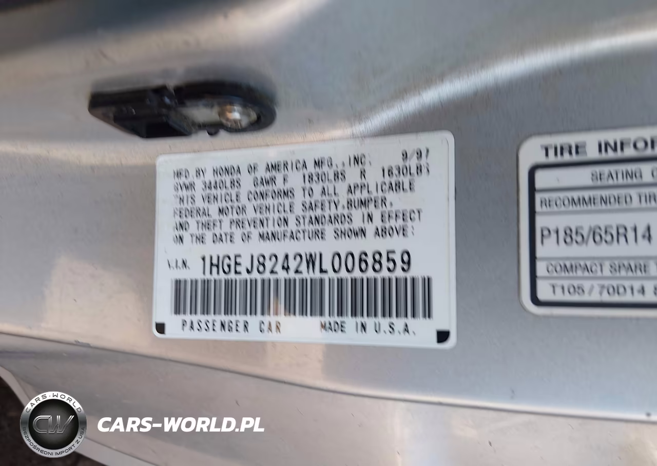 1998 Honda Civic Ex VIN:1HGEJ8242WL006859 - 9