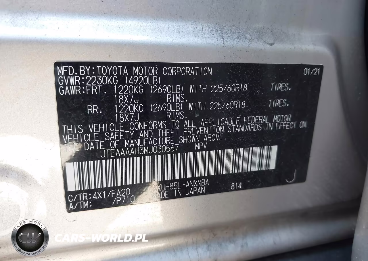 2021 Toyota Venza Le VIN:JTEAAAAH3MJ030567 - 9
