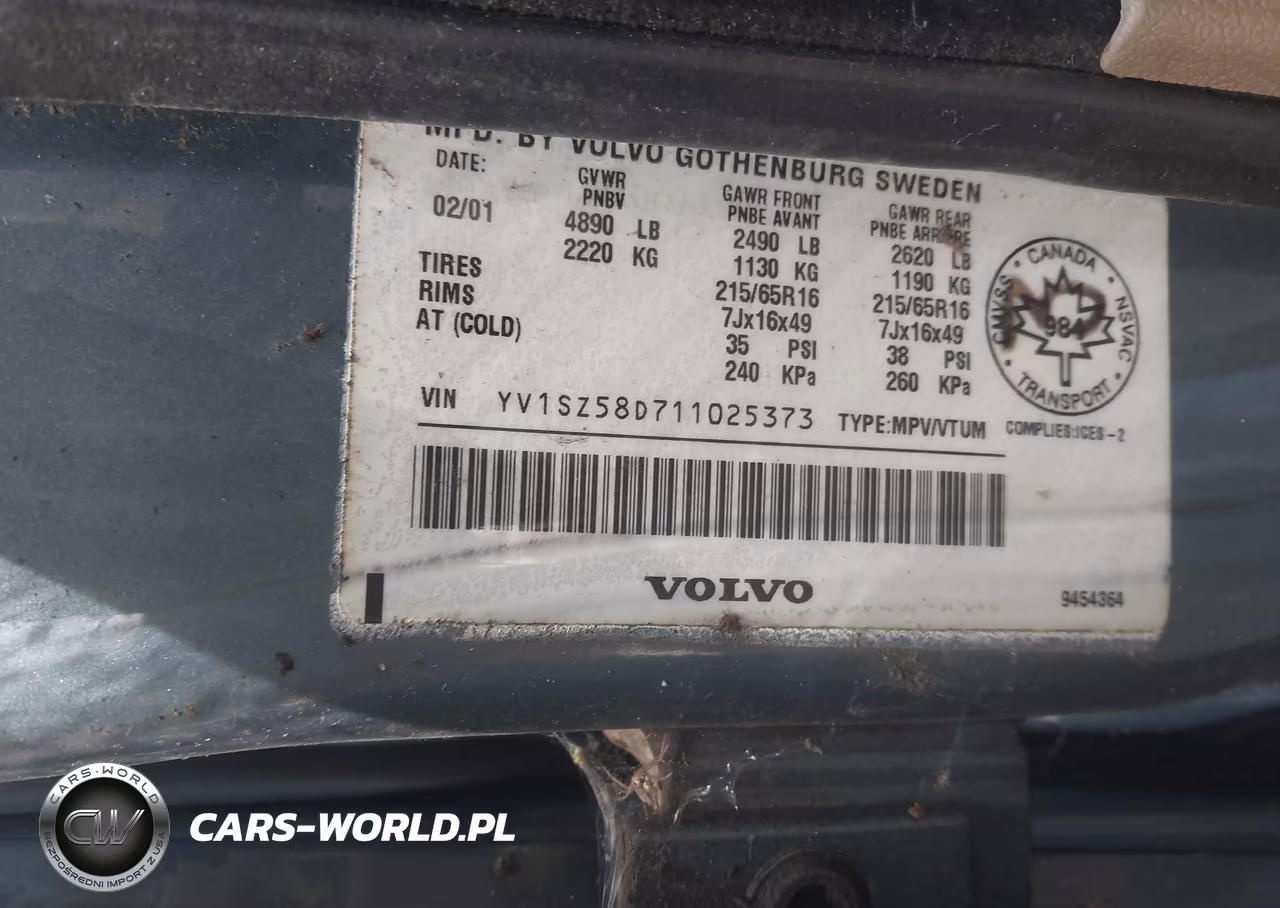 2001 Volvo V70 Xc VIN:YV1SZ58D711025373 - 9