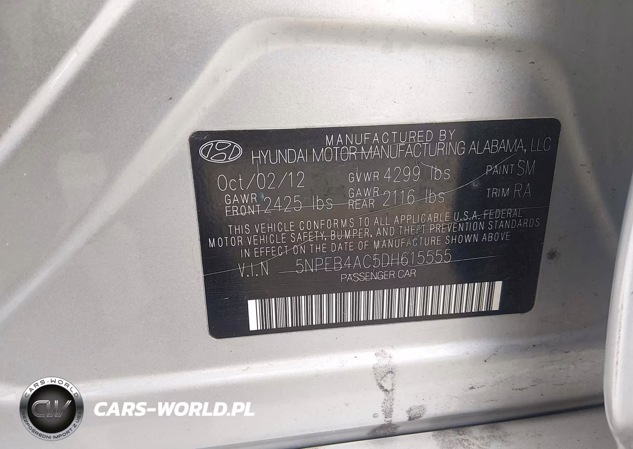 2013 Hyundai Sonata Gls VIN:5NPEB4AC5DH615555 - 9