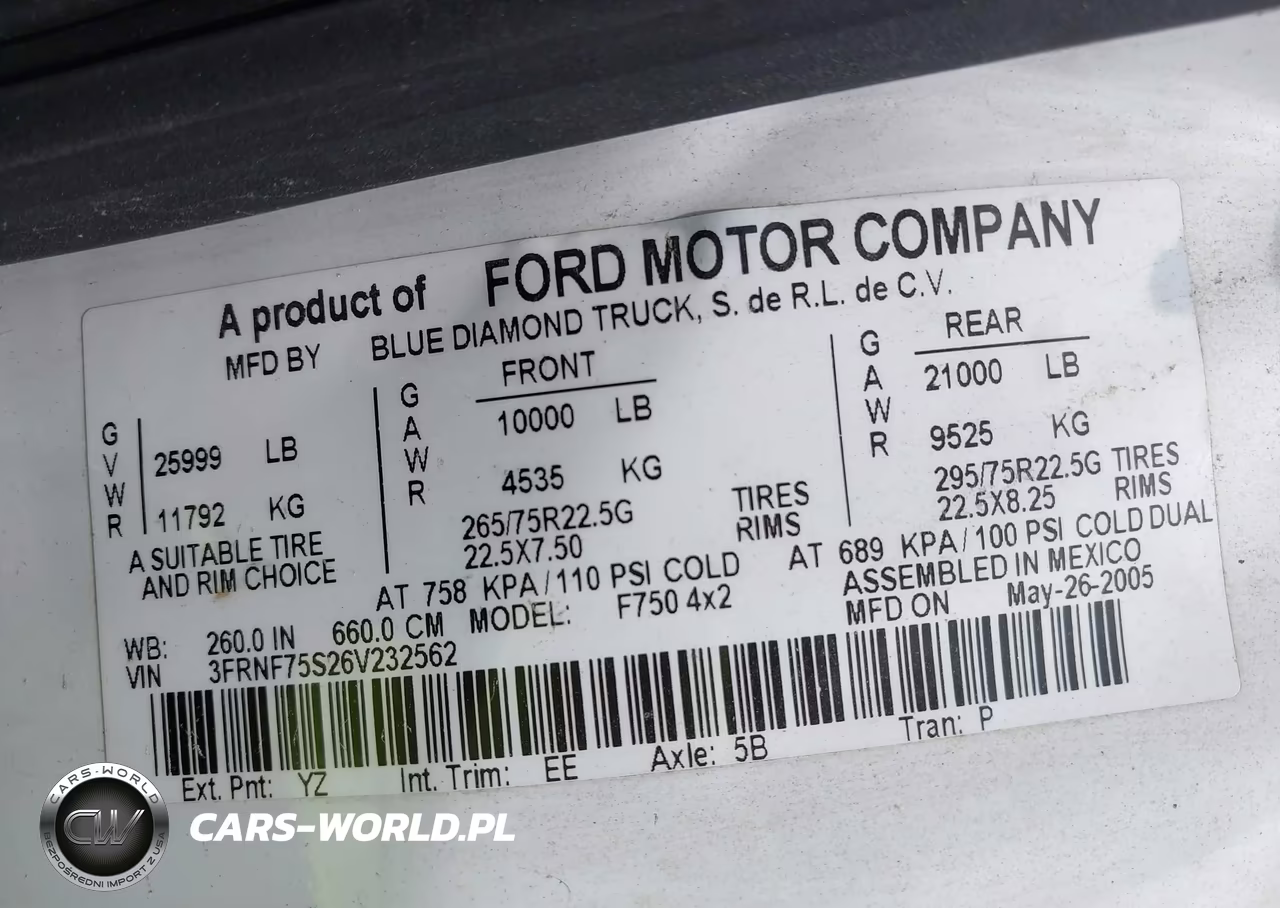 2006 Ford F-750 Xl-Xlt VIN:3FRNF75S26V232562 - 8