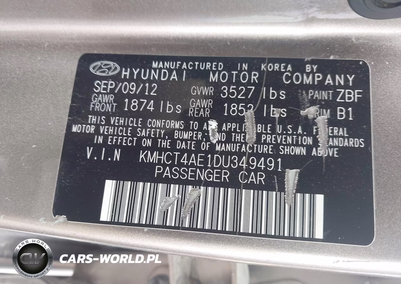 2013 Hyundai Accent Gls VIN:KMHCT4AE1DU349491 - 9