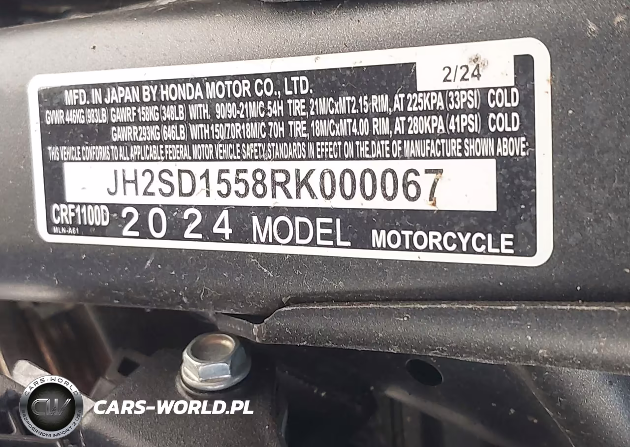 2024 Honda Crf1000 D VIN:JH2SD1558RK000067 - 10