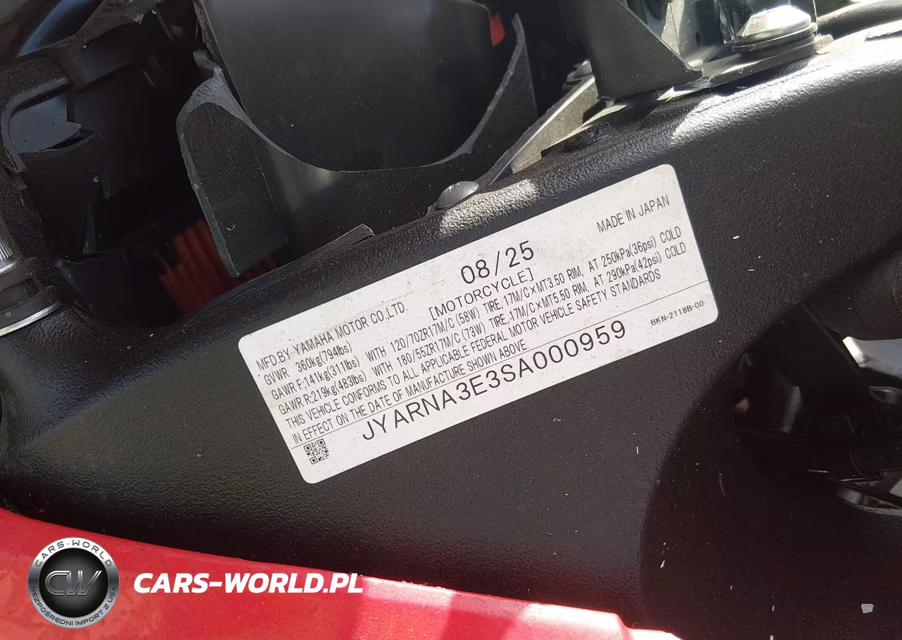 2025 Yamaha Yzf890 VIN:JYARNA3E3SA000959 - 10