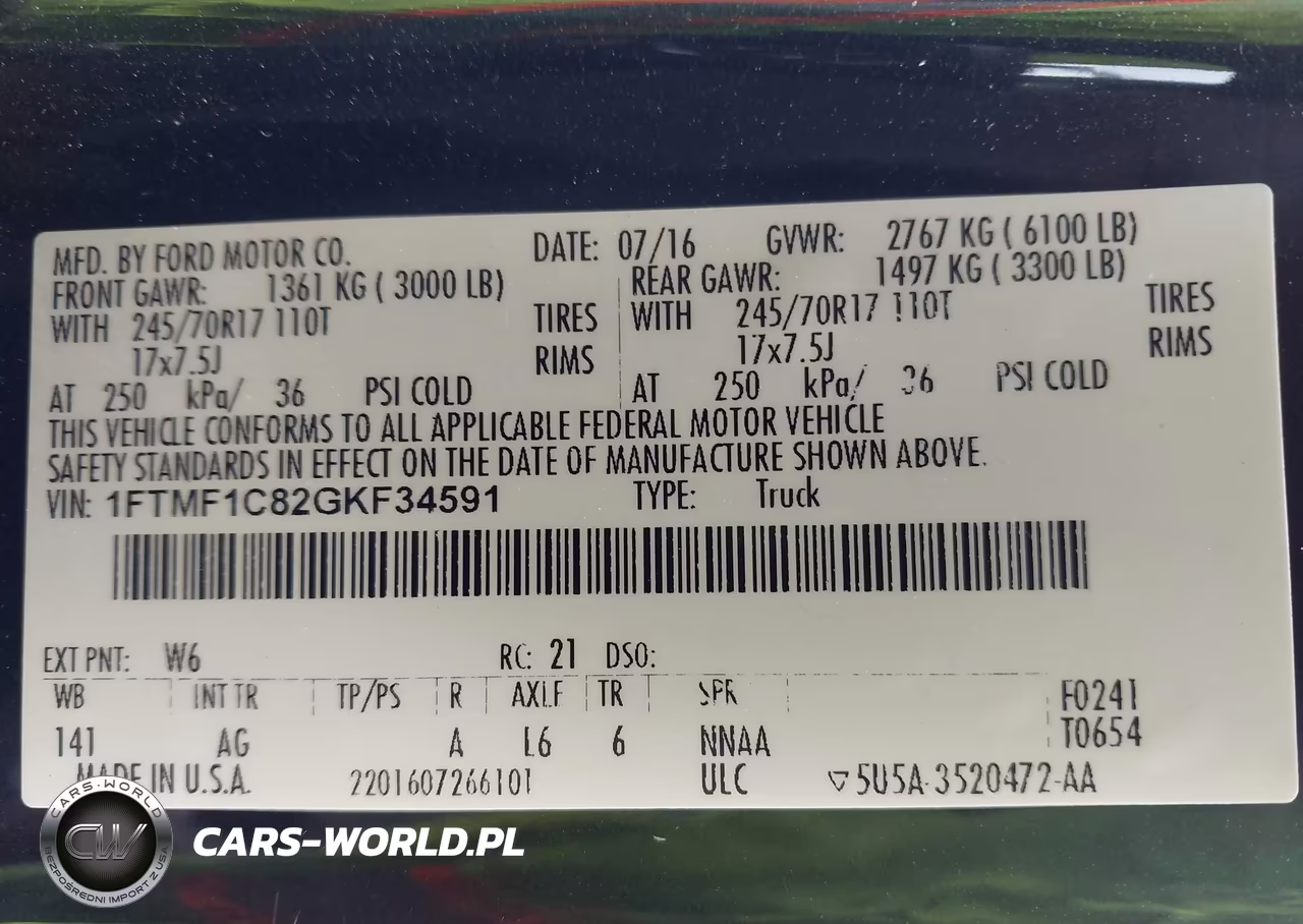 2016 Ford F-150 Xl VIN:1FTMF1C82GKF34591 - 9