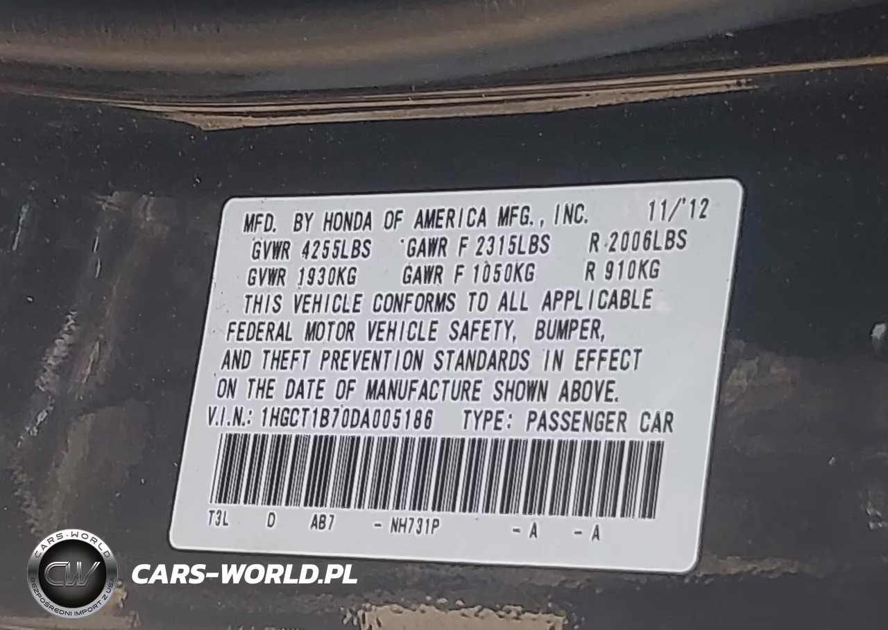 2013 Honda Accord Ex VIN:1HGCT1B70DA005186 - 9