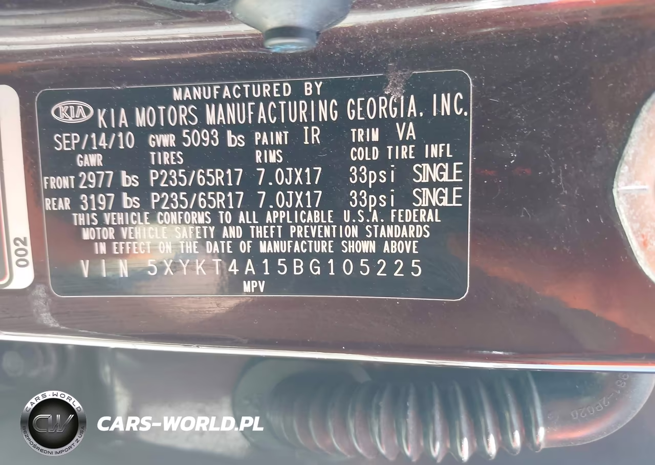 2011 Kia Sorento Lx VIN:5XYKT4A15BG105225 - 9