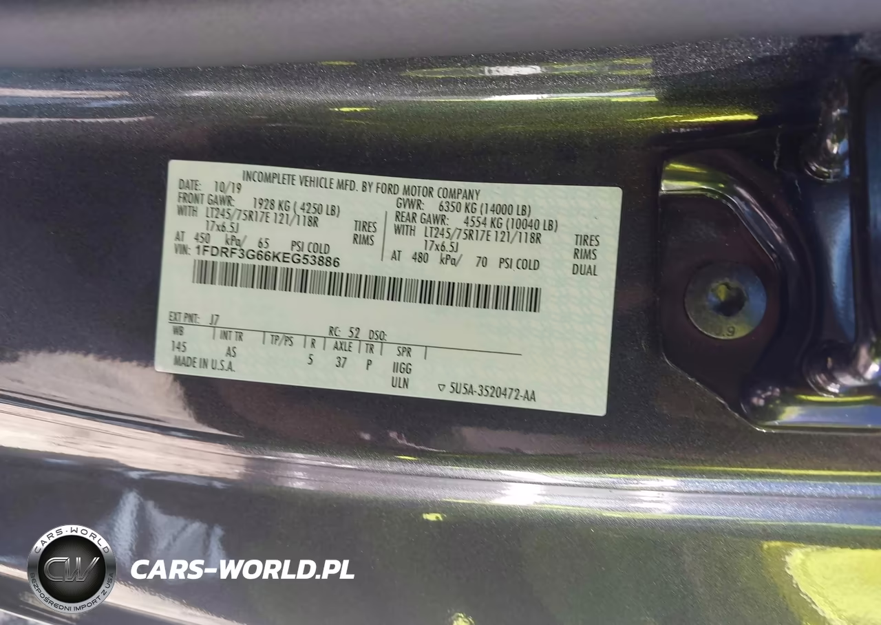 2019 Ford F-350 Chassis Xl VIN:1FDRF3G66KEG53886 - 9