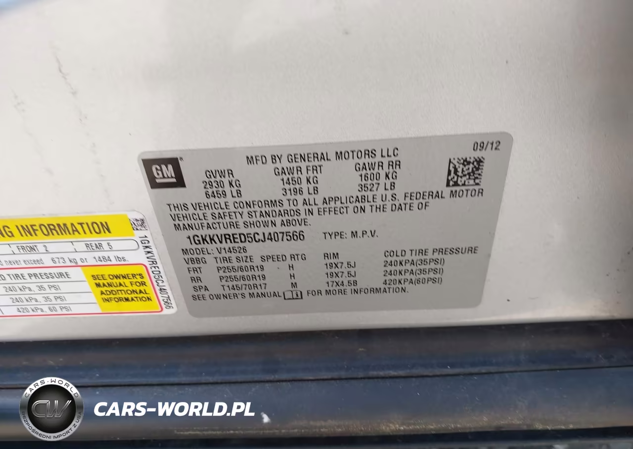 2012 GMC Acadia Slt-1 VIN:1GKKVRED5CJ407566 - 9