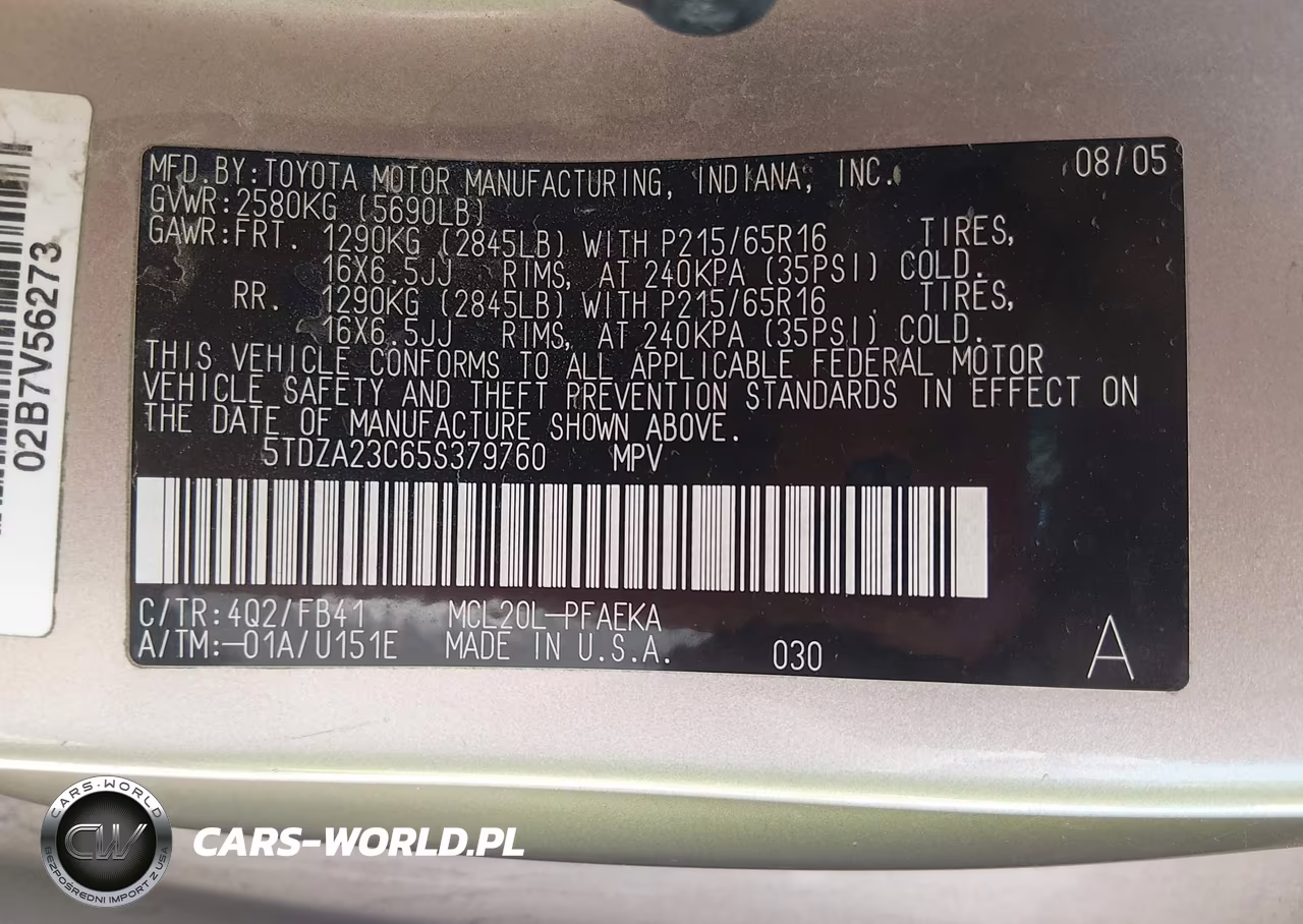 2005 Toyota Sienna Le VIN:5TDZA23C65S379760 - 9